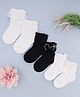 KIDLINGSS Cotton Knit Pack Of 3 Lace Embellished & Bow Applique Detailed Socks - Multi Colour