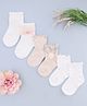 KIDLINGSS Cotton Knit Pack Of 3 Lace Embellished & Bow Applique Detailed Socks - Multi Colour