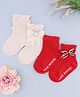 KIDLINGSS Cotton Knit Pack Of 2 Bunny & Bow Applique Detailed Socks - Red & White
