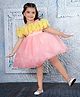 Ministitch Organza Woven Half Sleeveless Colour Blocked & Ruffle Detailed Dress - Peach