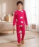 Pine Kids Cotton Knit Full Sleeves T-Shirt & Pyjama Co-Ord Night Suit With Bear Print - Red