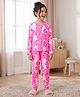 Pine Kids Cotton Knit Full Sleeves Co-Ords T-Shirt & Pyjama Night Suit With Heart Print - Pink