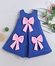 Ministitch Scuba Woven Sleeveless Bow Applique Detailed Dress - Blue