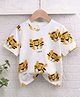 Googo Gaaga Cotton Knit Half Sleeves Tiger Printed Tee - White