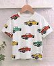 Googo Gaaga Cotton Knit Half Sleeves Cars Printed Tee - White