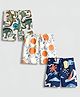 Googo Gaaga Cotton Knit Pack Of 3 Orange & Reptiles Printed Shorts - Multi Colour