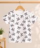 Googo Gaaga Cotton Knit Half Sleeves Bow Knot Printed Tee - Off White