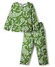 Pine Kids 100% Cotton Knit Full Sleeves Floral Printed Co-Ords T-Shirt & Pyjama Night Suit - Green