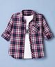Pine Kids 100% Cotton Woven Full Sleeves Checks Shirts and T-Shirt With Always Foward Text Print - Red