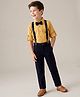 Robo Fry Cotton Woven Full Sleeves Polka Dots Printed Shirt & Pant Set With Bow & Suspender - Mustard
