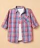Pine Kids 100% Cotton Woven Full Sleeves Checks Shirts and T-Shirt With Lets Play Together Text Print - Pink