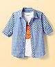 Pine Kids 100% Cotton Woven Full Sleeves Checked Shirt With Ball Printed Tank Inner Tee - Blue