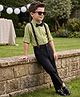 Robo Fry Cotton Woven Full Sleeves Shirt & Trousers Set With Bow & Suspender - Light Green