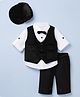Robo Fry Cotton Woven Full Sleeves Party Suit With Bow & Cap - Black