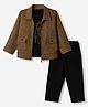 Robo Fry Cotton Woven Full Sleeves Party T Shirt & Pant With Blazer & Bow - Brown