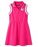 Pine Kids 100% Cotton Knit Sleeveless Hearts Printed Frock - Pink