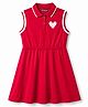 Pine Kids 100% Cotton Knit Sleeveless Hearts Printed Frock - Red