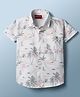 Radutu Cotton Woven Half Sleeve Collared Printed Shirt White 4-5 Years