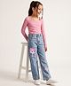 Pine Kids Denim Woven Full Length Jeans With Cartoon Patch - Blue
