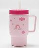 ONE & ONLY Kids Plastic Tumbler 260ml with Straw, Spill Proof Cartoon Printed Sipper, BPA Free Food Grade PP, Lightweight Sipper for School, Travel & Daily Use (Baby Pink)