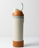 ONE AND ONLY Stainless Steel Water Bottle 550ml, Leak Proof Steel Bottle with Straw & Wide Mouth, School, Gym, Office & Travel (Beige)