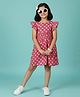 Kiddopanti Cotton Woven Frill Sleeves Floral Printed Dress - Red