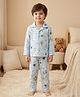 Rikidoos Cotton Woven Full Sleeves Printed Co-Ords Shirt & Pyjama Night Suit - Light Blue