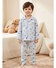 Rikidoos Cotton Woven Full Sleeves Animal Printed Co-Ords Shirt & Pyjama Night Suit - Light Blue