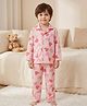 Rikidoos Cotton Woven Full Sleeves Strawberry Printed Co-Ords Shirt & Pyjama Night Suit - Pink