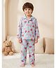 Rikidoos Cotton Woven Full Sleeves Strawberry Printed Co-Ords Shirt & Pyjama Night Suit - Light Blue