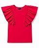 Pine Kids Cotton Knit Solid Flutter Half Sleeves Top - Red