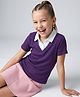 Pine Kids Cotton Lycra Knit Polo Top with Half Sleeves - Purple