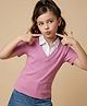 Pine Kids Cotton Lycra Knit Polo Top with Half Sleeves - Pink