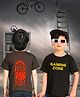 NUSYL Cotton Blend Knit Pack Of 2 Half Sleeves Play Hard & Gaming Zone Printed Tees - Brown