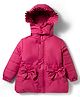 Babyhug Woven Full Sleeves Detachable Hooded Padded Jacket with Bow Applique - Pink