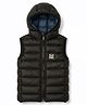 Babyhug Woven Sleeveless Solid Colour Padded Hooded Jacket - Black
