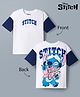 Bonfino Disney Cotton Knit Half Sleeves Stitch Front & Back Printed Drop Shoulder Oversized T-Shirt - Multicolour