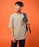 Technosport Knit Half Sleeves Lightweight & Breathable Skates Text Printed Tee - Beige