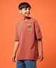 Technosport Knit Half Sleeves Lightweight & Breathable Skates Text Printed Tee - Red