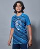 Technosport Knit Half Sleeves Typography Printed Tee - Blue