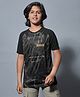 Technosport Knit Half Sleeves Skate Board Text Printed Tee - Black