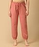 The Mom Store Cotton Knit Solid Maternity Joggers - Dark Pink