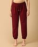 The Mom Store Cotton Knit Solid Maternity Joggers - Maroon