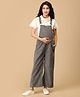 The Mom Store Cotton Denim Sleeveless Solid Maternity Dungaree - Olive Green