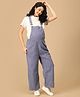 The Mom Store Cotton Denim Sleeveless Solid Maternity Dungaree - Blue