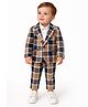 Spool Junior Cotton Woven Full Sleeves Checked Blazer & Coordinating Pant With Shirt Set - Khaki