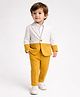 Spool Junior Cotton Woven Full Sleeves Colour Blocked Blazer & Coordinating Pant With Shirt Set - Yellow