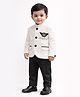 Spool Junior Cotton Woven Full Sleeves Patch Detailed Coat & Pant Set - White