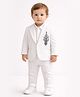 Spool Junior Cotton Woven Full Sleeves Floral Embroidered  Blazer & Pant With Shirt Set - White