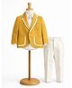 Spool Junior Cotton Woven Full Sleeves Solid Blazer & Pant With Shirt Set - Yellow